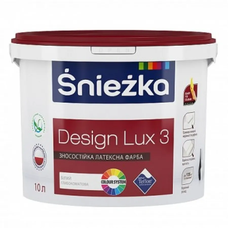 Глибоко матова латексна фарба для інтер'єрів Sniezka DESIGN LUX 3